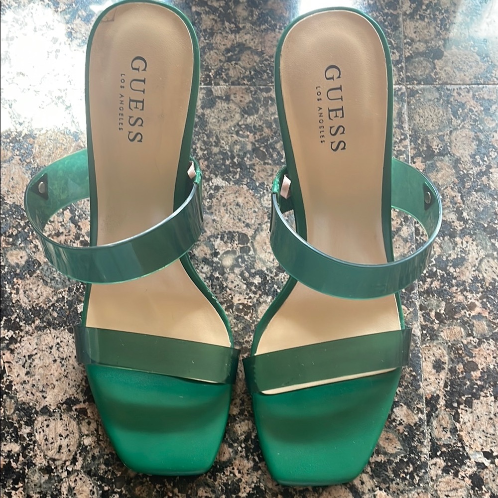 Guess Green Heels Open-Toe Modern Design